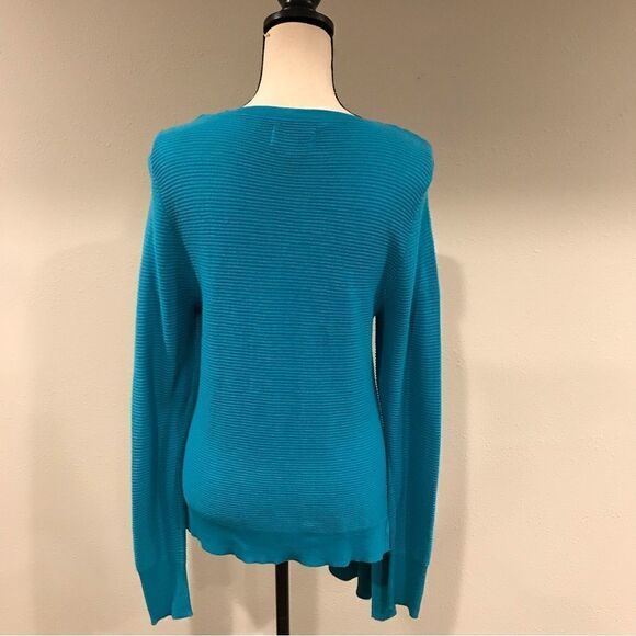 Elle teal asymmetrical long sleeve sweater - Picture 5 of 13